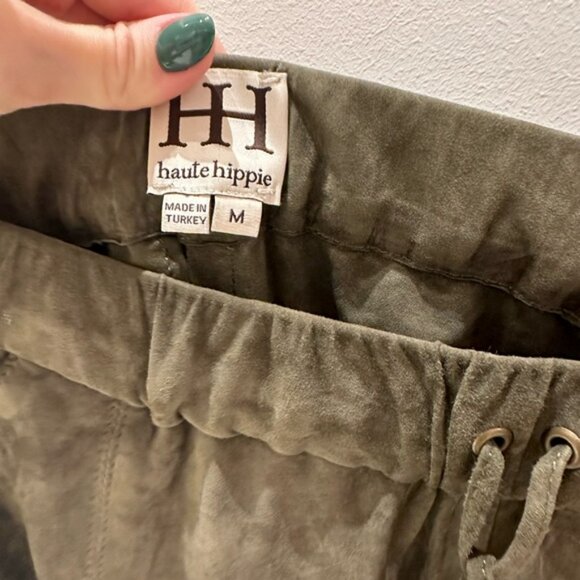 HH Haute Hippie Dark Forest Green Woman Velvet Army Pants - Size M - Picture 4 of 4